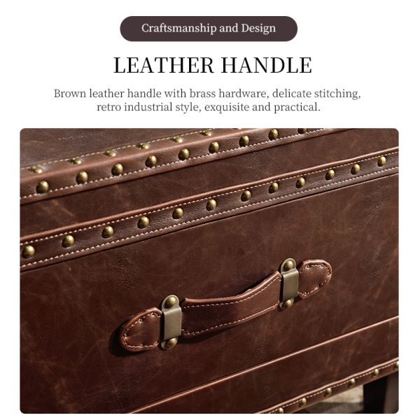 Nidea #8629 Higher Quality Vintage Retro Leather Trunk Cabinet  Coffee Table Lounge Pub Club Studio Furniture Multifunction