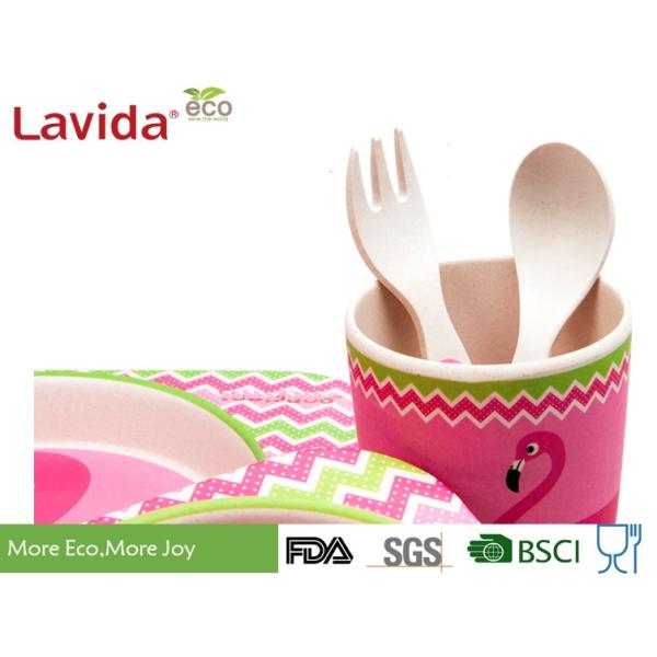 Food Grade Bamboo Childrens Dinner Set BPA Free 5 Pieces Free Heavy Metals