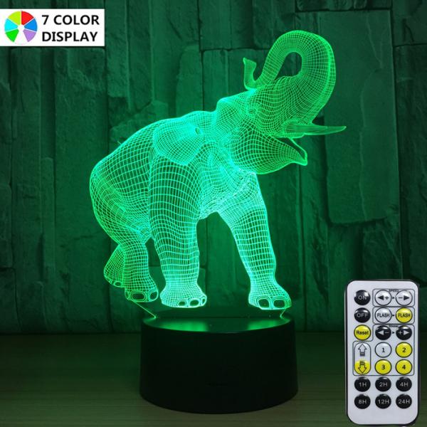 Bedroom 3D Illusion Night Lamp Christmas Gifts For Girls Boys Elephant Design