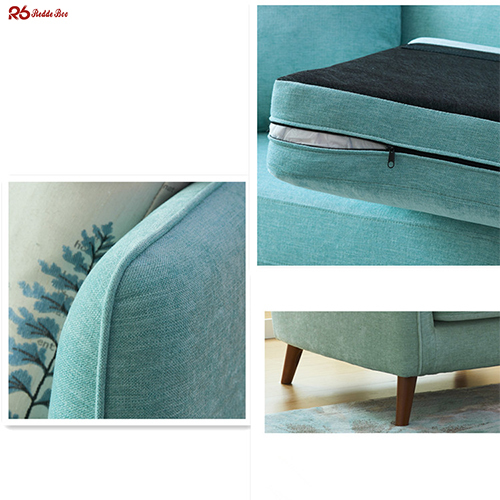 Blue Charcoal Gray Linen Fabric Sofa Couch Apartment Furniture OEM