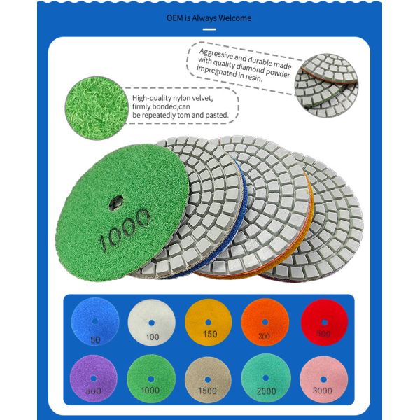4 Inch Diamond Polishing Pads with 5/8