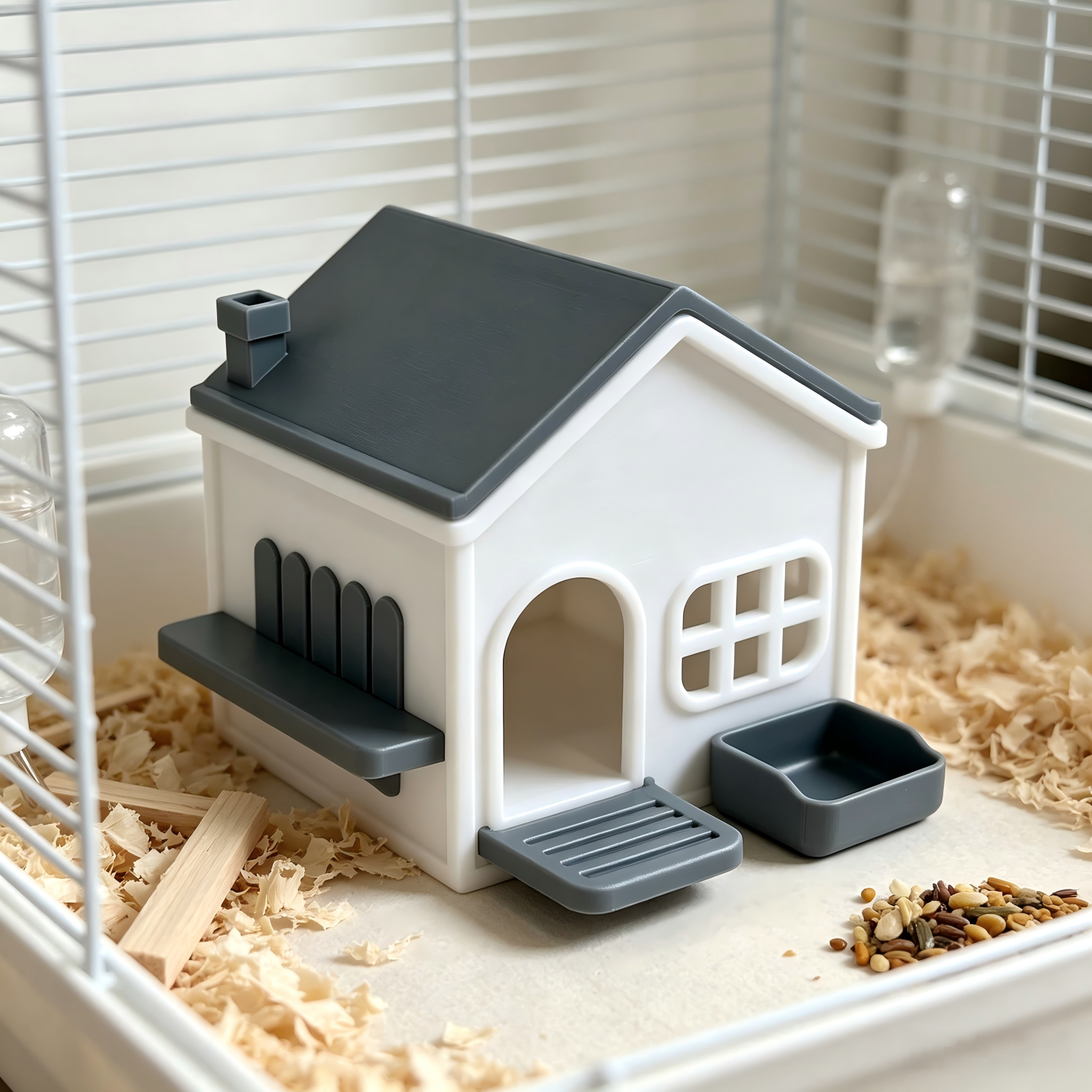 Removable Food Bowl 3D Printed Pet Accessories House Shaped Hamster Feeder