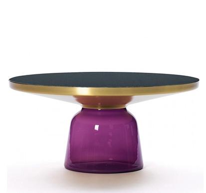 Tempered Glass Bell Side Living Room Table Sets Round Gold For Coffee Room