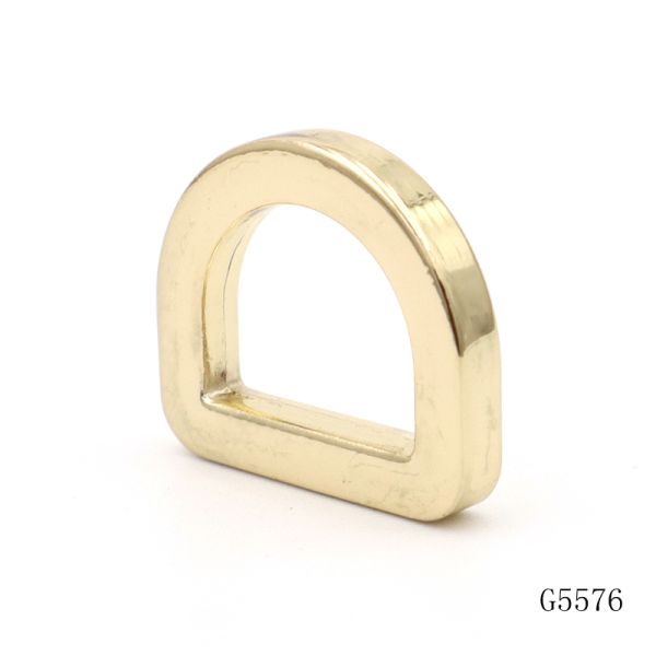 15mm Light Gold Die-Cast Flat Metal D Ring - Zinc Alloy Semi-Ring Buckle For Small Bags & Straps