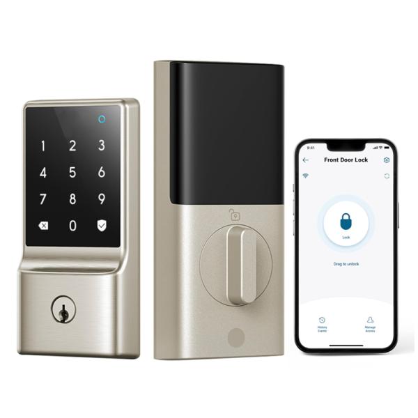 Modern Minimalist Tuya Face Code Hotel Camera Slim Deadbolt Nfc Intelligent Automatic Waterproof System Key Card Outdoor Smart Door Lock