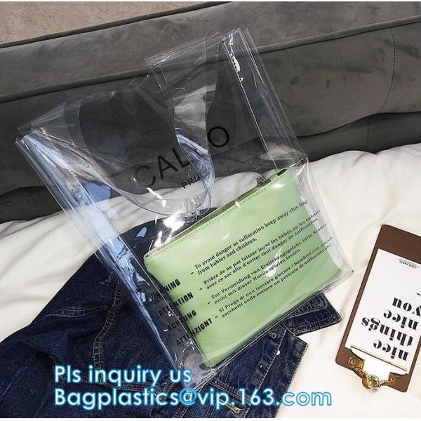 vinyl pvc zippered shopping bag for home/daily use, Wear Resistant Eco Friendly PVC Shopping Bag, Custom Transparent Gif