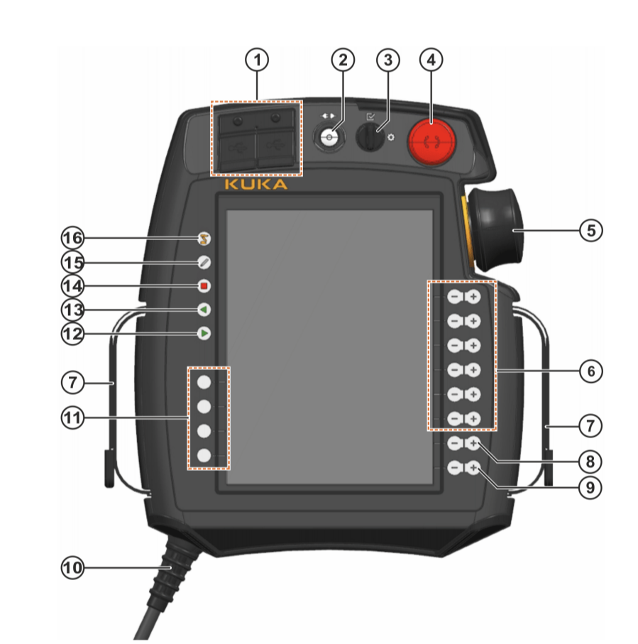 KUKA SmartPAD-2 Teach Pendant with 10m Cable, Part No. 0000-291-556, KUKA ID AR32886, Robot Programming Controller