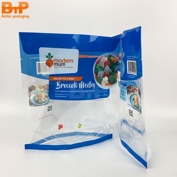 Custom Printed Meat Dry Food 3 Sides Seal Frozen Vegetable Nylon Plastic Packaging Vacuum Bags for Meat and Food Fish Beef Pork