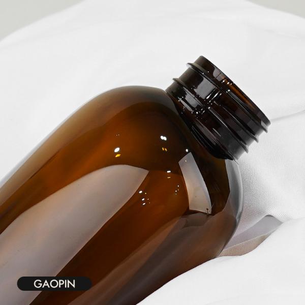 10.14oz 13.52oz Round Flat Plastic Shampoo Bottles Brown Eco Friendly