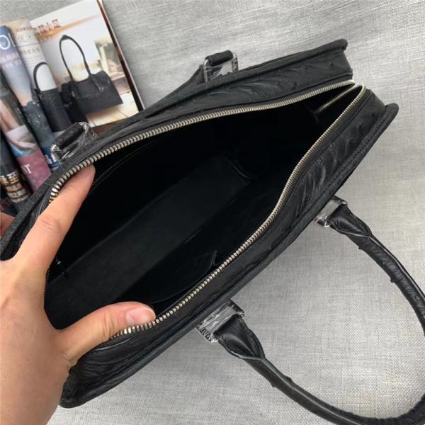 Authentic Real True Ostrich Skin Businessmen Large Laptop Briefcase Shoulder Bag Genuine Leather Top-handle Male Handbag