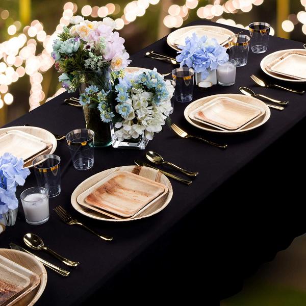 10-Piece Set of Palm Leaf Plates for Wedding Dinner Round and Square Disposable Dishes
