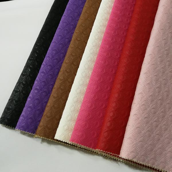 Washable Quilted Leather Fabric , Quilted Leather Upholstery Diamond Tuck