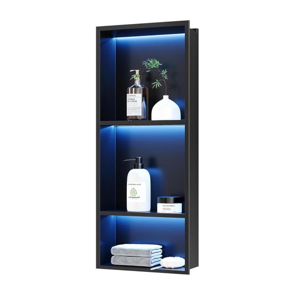 12x30 Inch Shower Wall Niche Waterproof Painting Finish With LED