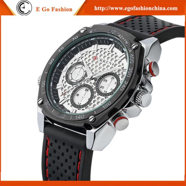 CURREN 8146 Black White Classic Watch Man Business Watch Silicone Strap Quartz Watches New