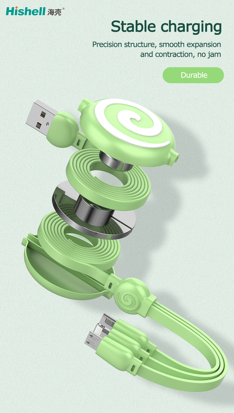 Заряжатель мобильного телефона Multicolor ABS Retractable, Antiwear мобильный кабель данным по USB