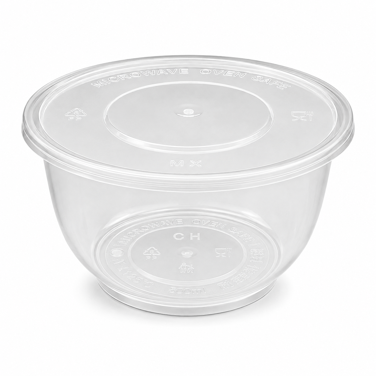 500ml Deep Round PP Disposable Meal Prep Bowl Secure Lids for Takeaway Meals