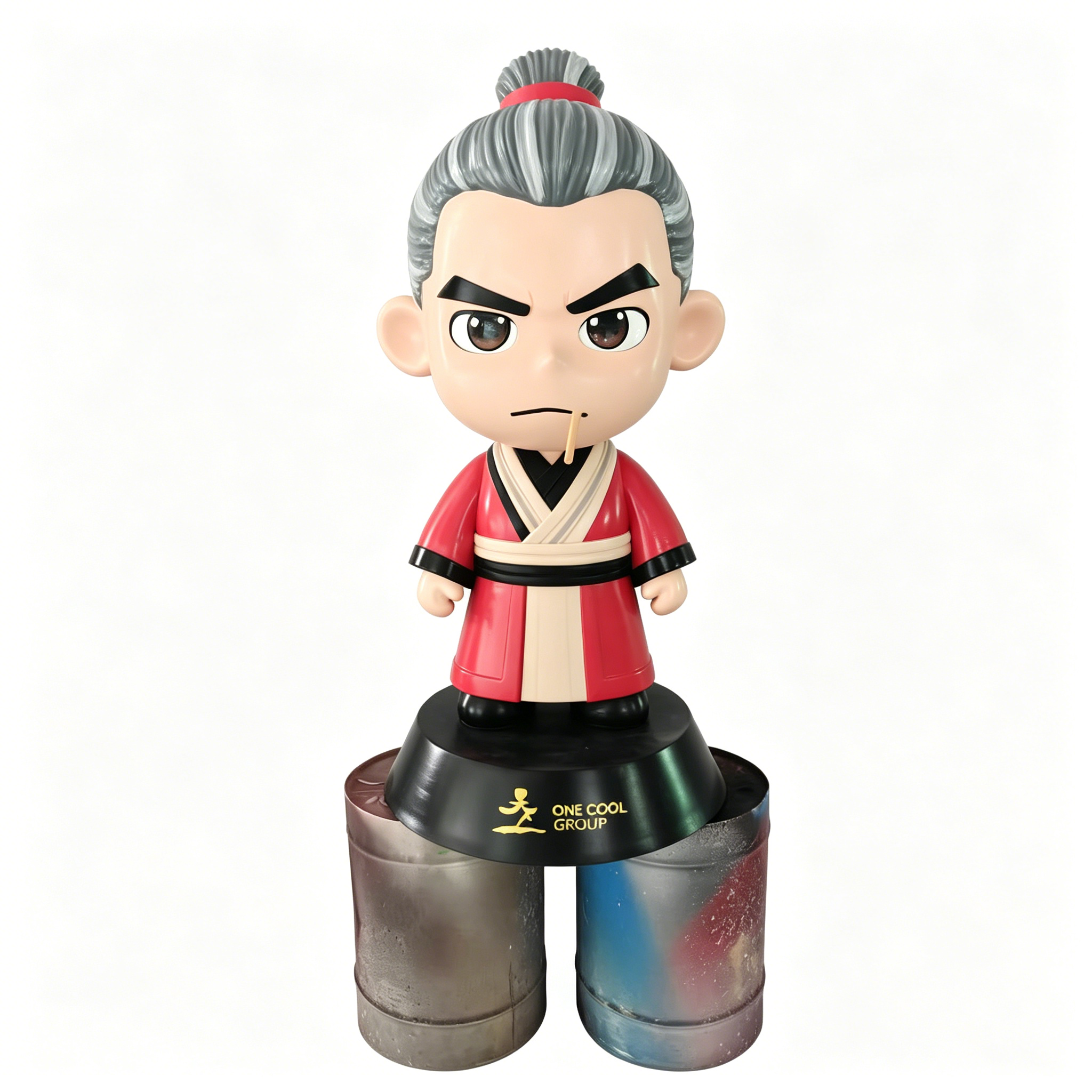 Life Size Q Version Ancient Warrior Resin Sculpture with High-Grade Solid Resin Material and Customizable Design