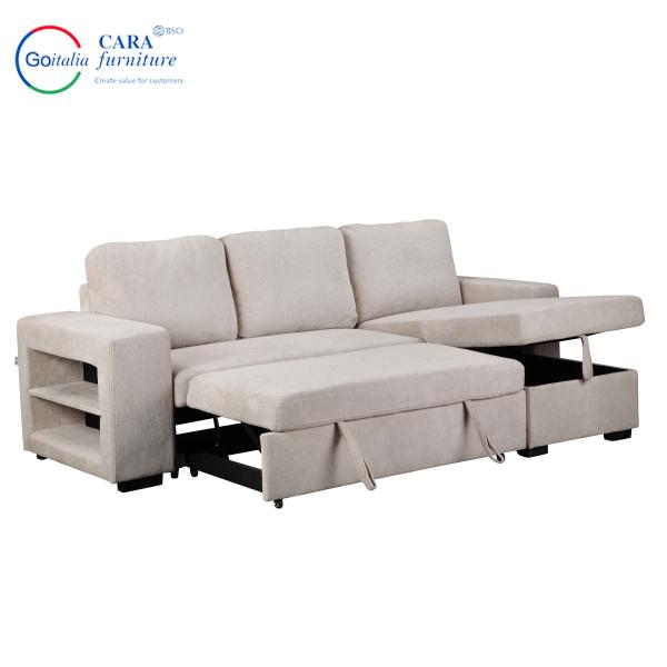 Modern Design Living Room Corner Sofa Bed With Storage For Customizable Color Fabrics
