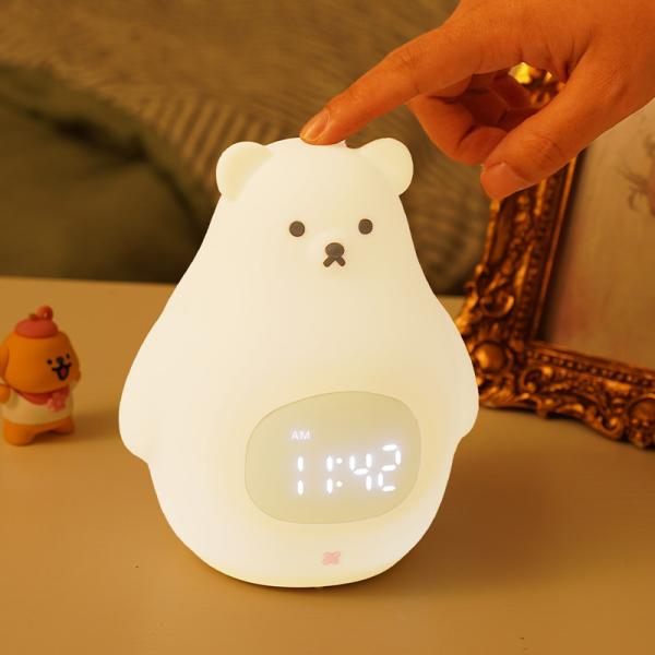 Soft BPA-Free Silicone Kids Alarm Clock  Portable Children USB Rechargeable Nightlight