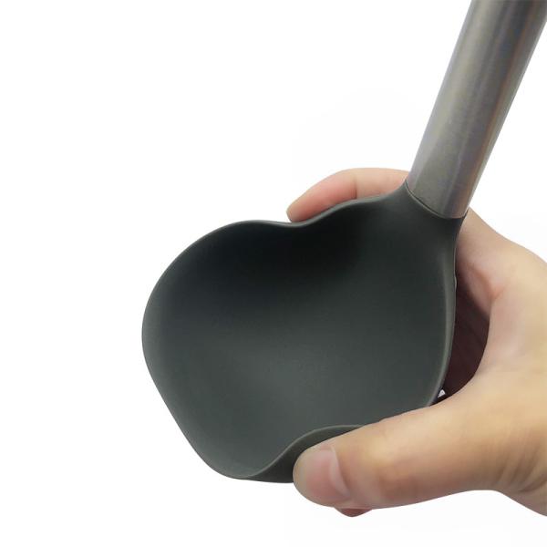 Nonstick Silicone Kitchen Utensils Set Hard Wood Handle Turner Tongs Spatula