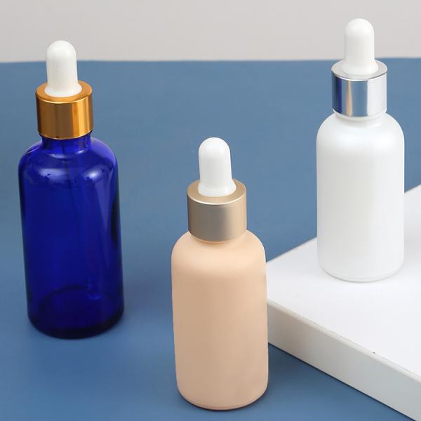 Luxury Glass Collar 5ml 10ml 15ml Hair Oil Essential Oil Perfume Oil Frosted Pink Dropper Bottle With Rose Gold Top