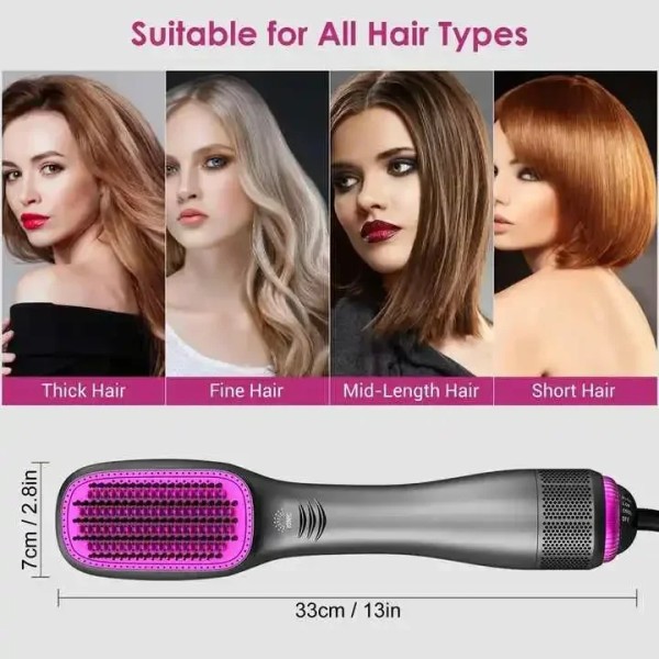 Electric Ceramic Hairdryer Brush Straightener Overheating Protection Negative Ion Technology Fast Heating Lightweight Hotel