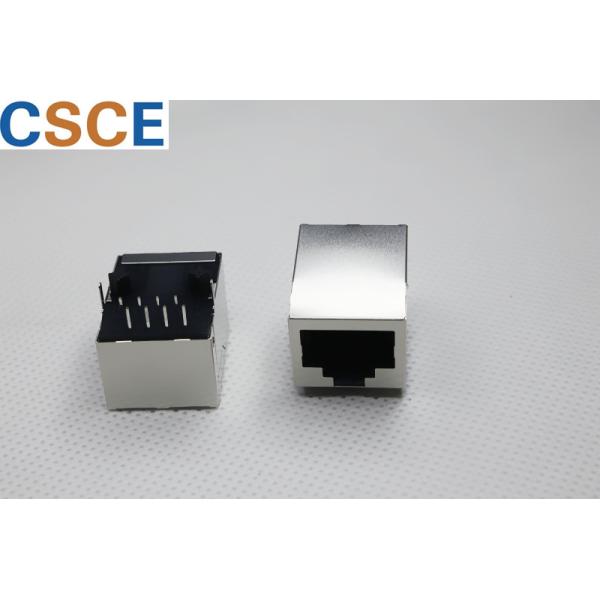 Single Port Shielded Lan RJ45 Connection , Tab Down Magnetic RJ45 Connector