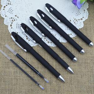 Gel pen,Promotional gel-ink pen with cap, Black rubber gel-ink pen