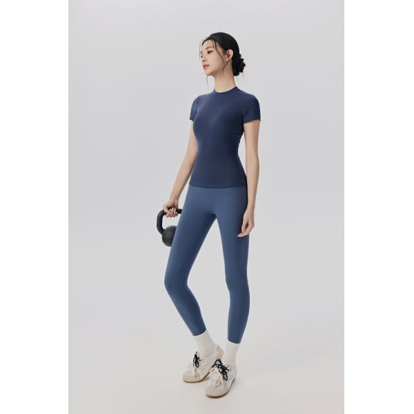 Women's Slim Fit Short Sleeve Workout T Shirt Breathable Quick Dry Athletic Top for Yoga Fitness in White