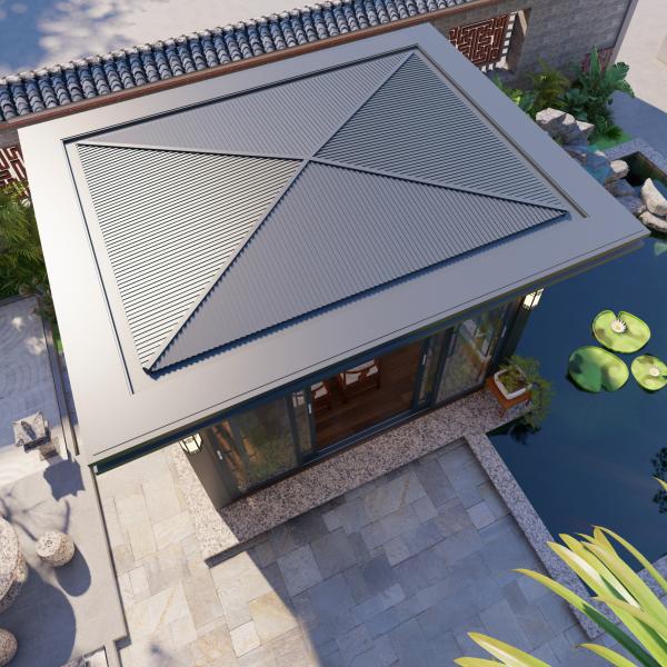 Nuevo estilo chino de aleación de aluminio pabellón de jardín quiosco de arbor Una versión moderna de la estética tradicional