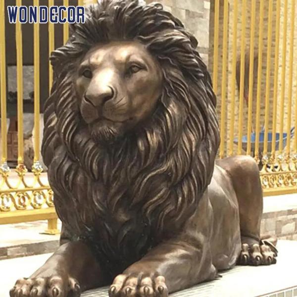 Sculpture grandeur nature extérieure 110cm en Lion Bronze Statue Bronze Lion