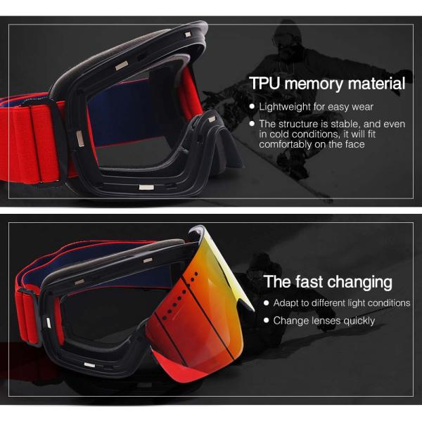 Customized Support Magnetic Ski Goggles for Winter Sports and Anti-fog Protection