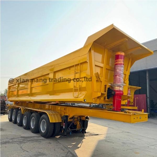 3/4 Axle Rear Dump Semi Trailer , Hydraulic Cylinder U Type 20 Tons 50 Tons Tipper Dump Truck For Sale