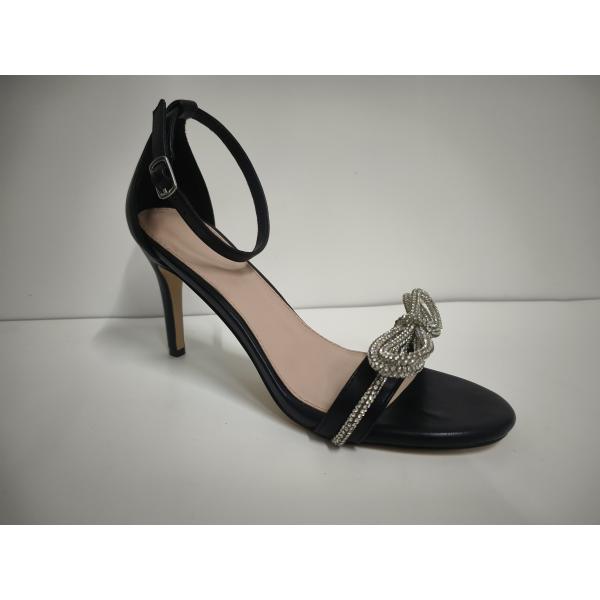 US5-10 Leather Upper Stiletto Heeled Sandals Black White Red Blue