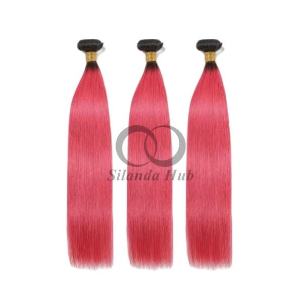 #T1B/Pink Straight Remy Human Hair Bundles Sew In Weave Bundles Brazilian Bundle Deals