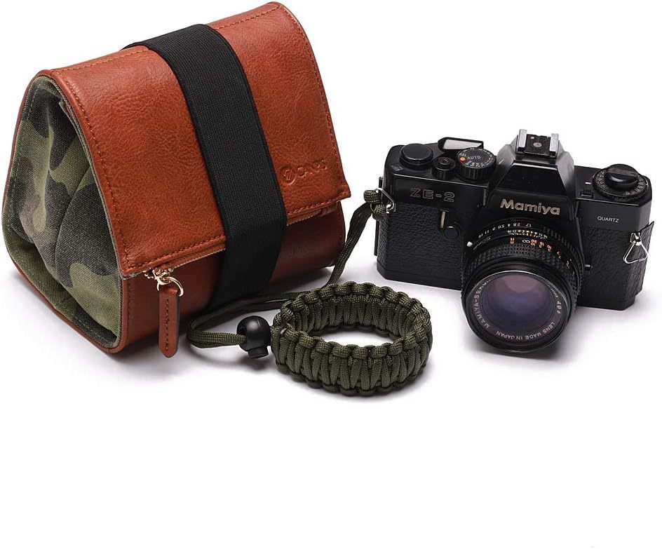 CANPIS Mirrorless Camera Case, Leather Small Camera Bag Lens Pouch, Photography Travel Bag, Outdoor Carry-on Storage Bag