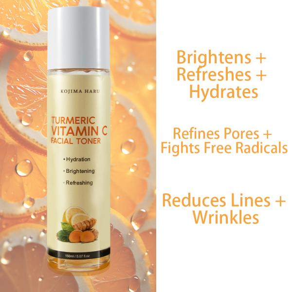 OEM Private Label Turmeric Whitening Hydrating Face Toner Improve Blemishes Dark Spots Vitamin C Facial Toner