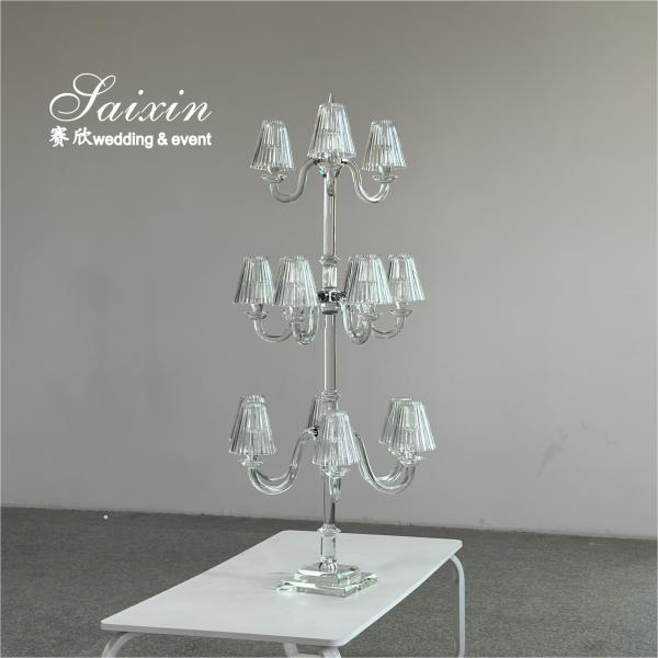 3 layer glass candelabra centerpieces 15 Arms Candle holders for wedding centerpieces