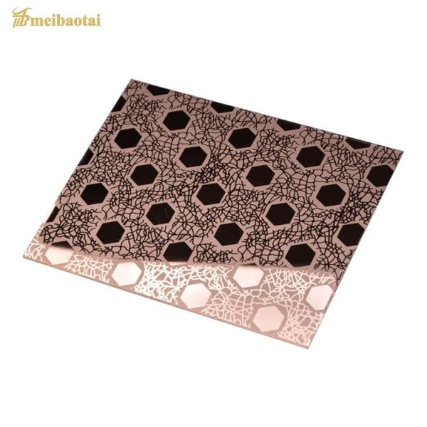 Rose Gold ASTM gravou a folha de metal 304 inoxidável quatro pés 1.0MM Thk