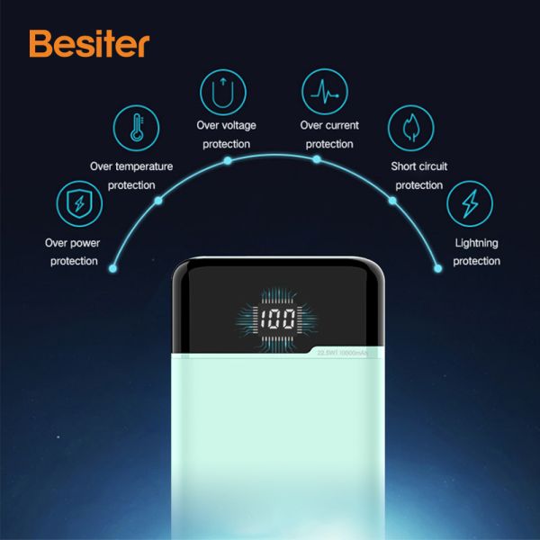 Novel 10000mAh Fast Charging with Built-in Data Cables Powerbank High Capacity Power Banks with LED Display