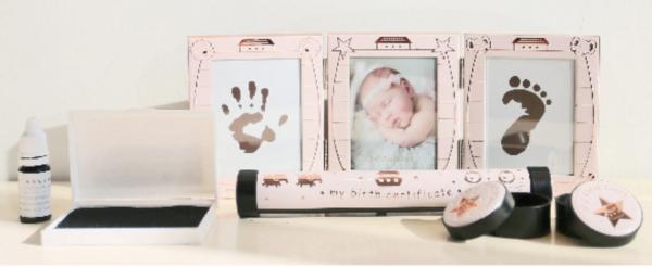 Newborn Baby Handprint and Footprint Photo Frame Kit with an Baby-safe Ink Pad baby birth certificate keepsake