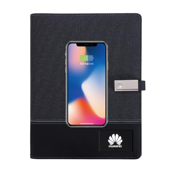 Banque de puissance d'affaires d'organisateur de cahier en cuir d'unité centrale