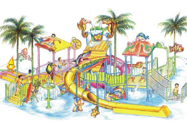Water Park Equipments, Kids' Water Playground For 50 Riders 17.5 * 11 * 7m