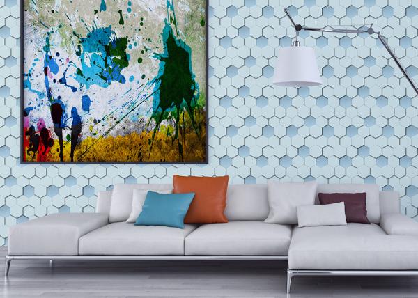 Decoration Pvc 3d Hive Effect Washable Vinyl Wallpaper For Cinemas
