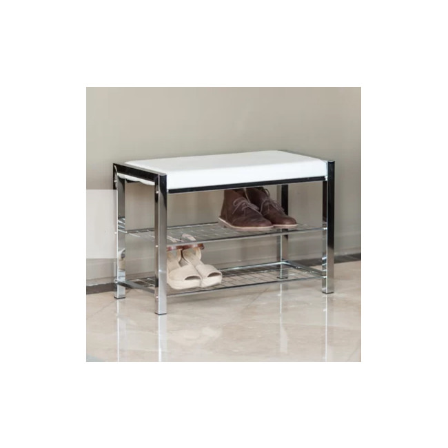 Rectangle Style Shoe Rack Bench with European Design and Chrome Finish Iron Structure