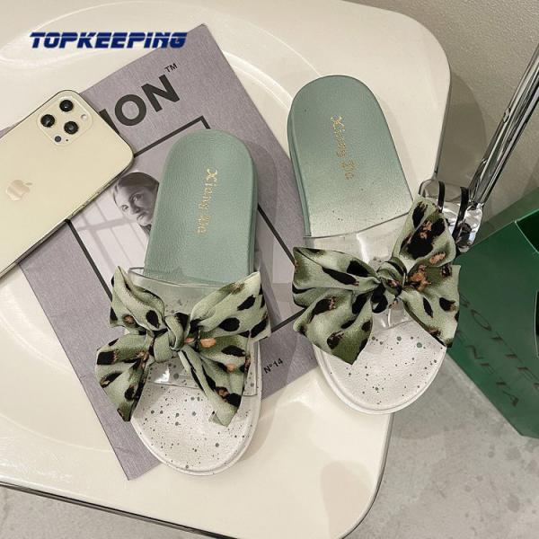 Summer Girl Pvc Flats Bow Md Sole Women'S Rubber Slide Sandal