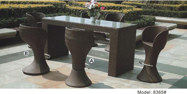 7pcs patio wicker furniture of Rattan swivel bar chair  and table-8365