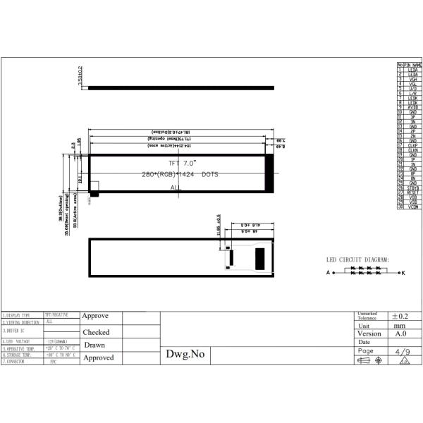 6.9 Inch 7.0 Inch TFT LCD Module With CTP 280x1424 MIPI RGB Interface