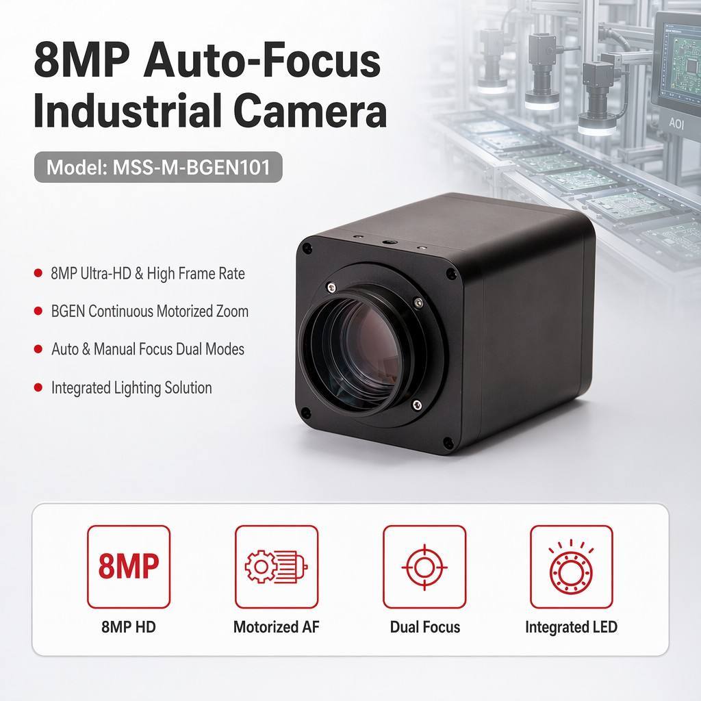 OEM Factory 8MP HD Continuous Motorized Zoom Auto-focus Camera Integrated LED for Industrial Measurement CE FCC MSS-M-BGEN101