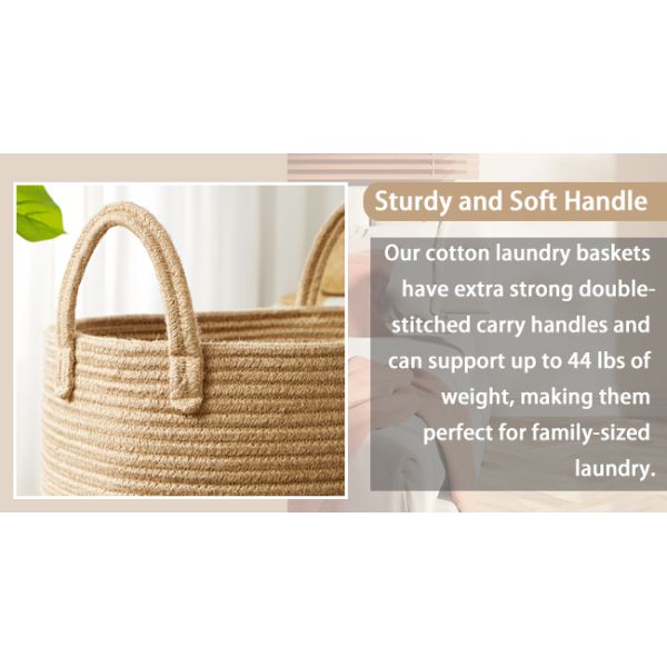 80L Extra Large Jute Woven Hamper Laundry Basket Wicker Rope Clothes Hamper For Baby Nursery Kids Tall Rattan Blanket Basket In Living Room Bedroom